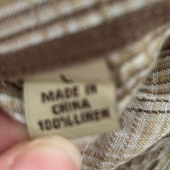 Tommy Bahama Men Linen Long Sleeve Button Up Shirt Brown Beach Summer Size Large - Picture 4 of 6